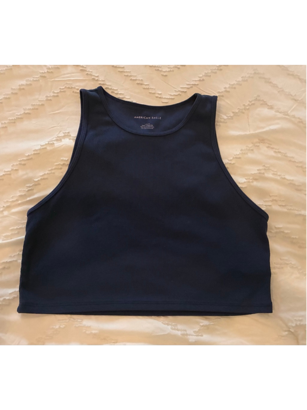 Women's American Eagle Navy Ribbed crop Tank Top L
